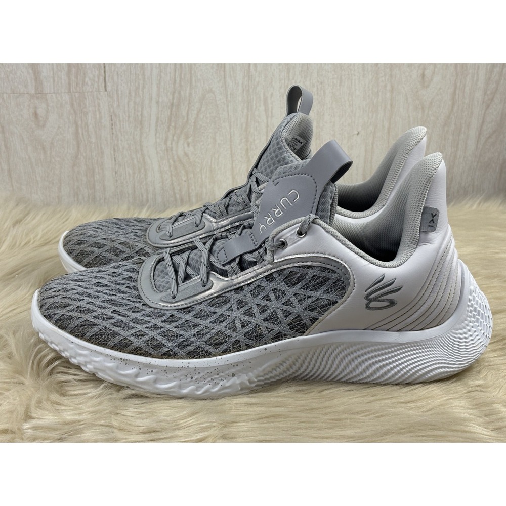 Under Armour Curry Flow 9 Team Shoes Men's 15 White Gray Basketball Flawed - Picture 3 of 11